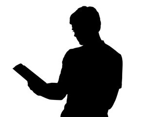 296x240 Side Profile Portrait Silhouette Of Standing Teenage Boy Reading