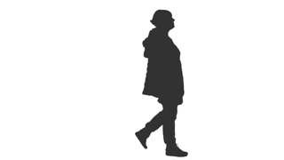 320x180 Silhouette Of Two Walking Men. Side View. Full Hd Footage