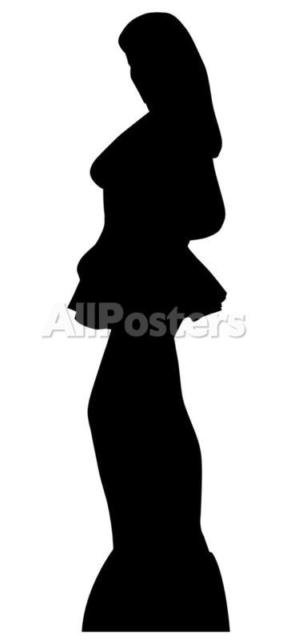 287x640 Woman Side Profile Silhouette Life Size Cardboard Cutout Standup