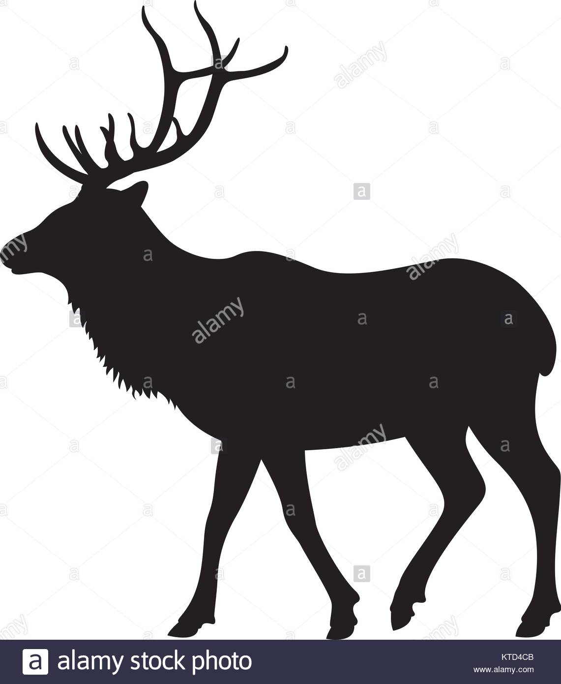 1141x1390 Big Deer Vector Illustration Black Silhouette Profile Side Stock