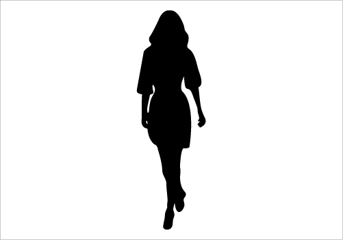 501x351 Lady Standing Side Silhouette Clipart