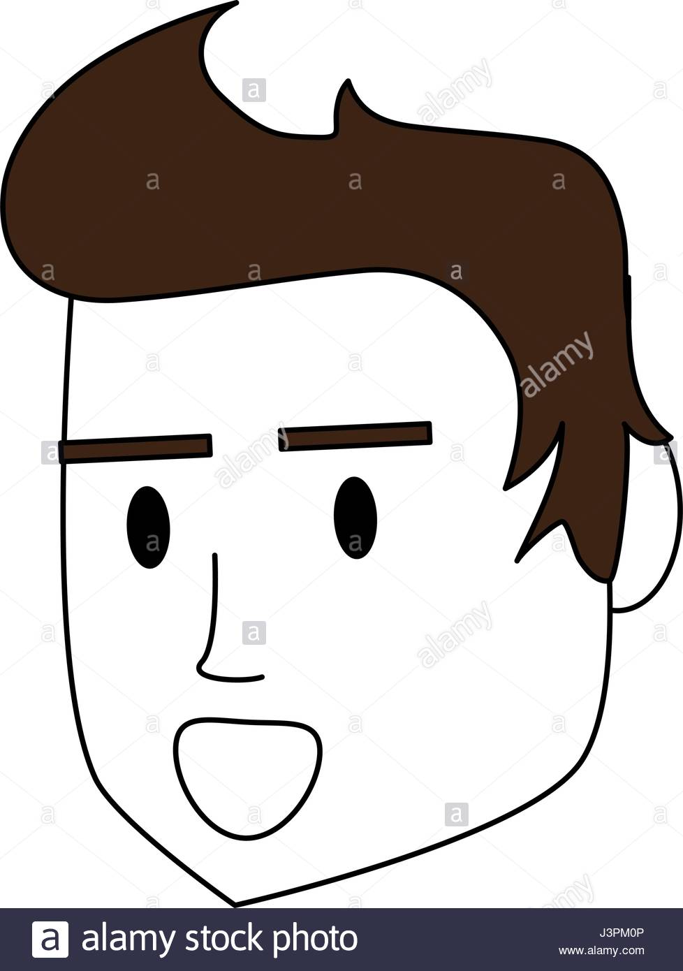 978x1390 Color Silhouette Image Cartoon Side Face Man With Hairstyle Stock
