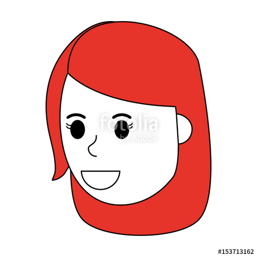500x500 Color Silhouette Image Cartoon Side View Face Girl With Redhair