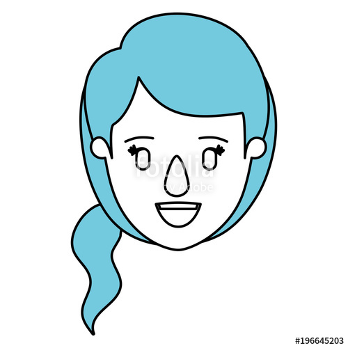 500x500 Silhouette Cartoon Front View Face Closeup Woman With Blue Side