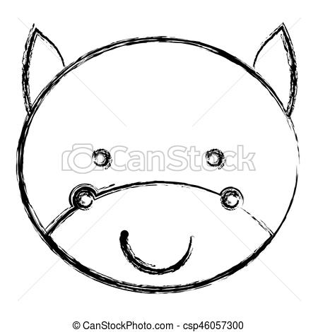450x470 Blurred Silhouette Caricature Face Cute Bull Animal Vector