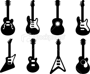 380x314 Guitar Silhouettes Royalty Free Stock Vector Art Illustration