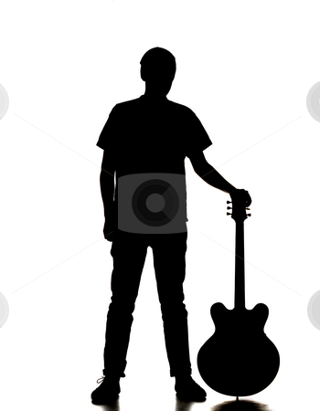 350x450 Silhouette Of A Man Playing Guitar Stock Photo