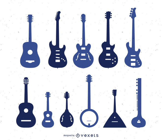 660x570 Silhouette Set Of Types Of Guitar