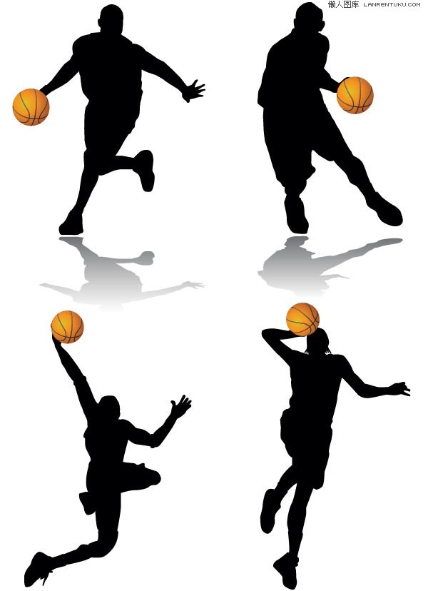600x828 Classic Basketball Action Silhouette Vector Material My Free