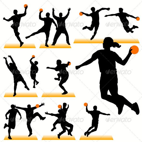 590x590 Handball Players Silhouettes Set Handball And Silhouette