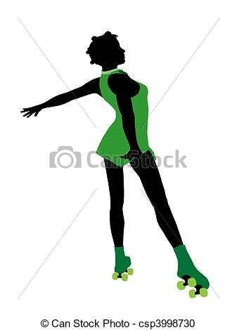 337x470 African American Female Roller Skater Silhouette. African Stock