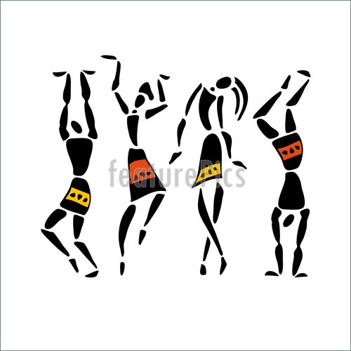 500x500 Tribal African Dancing Women Silhouettes Stock Illustration