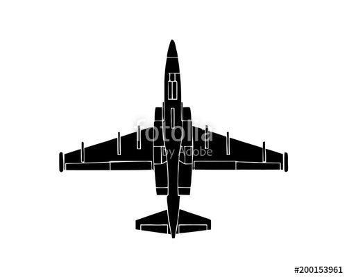 500x400 Black Silhouette Of Military Aircraft On White Background. Fighter