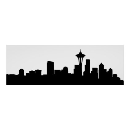 422x422 Seattle City Cityscape Black Silhouette America Us Poster