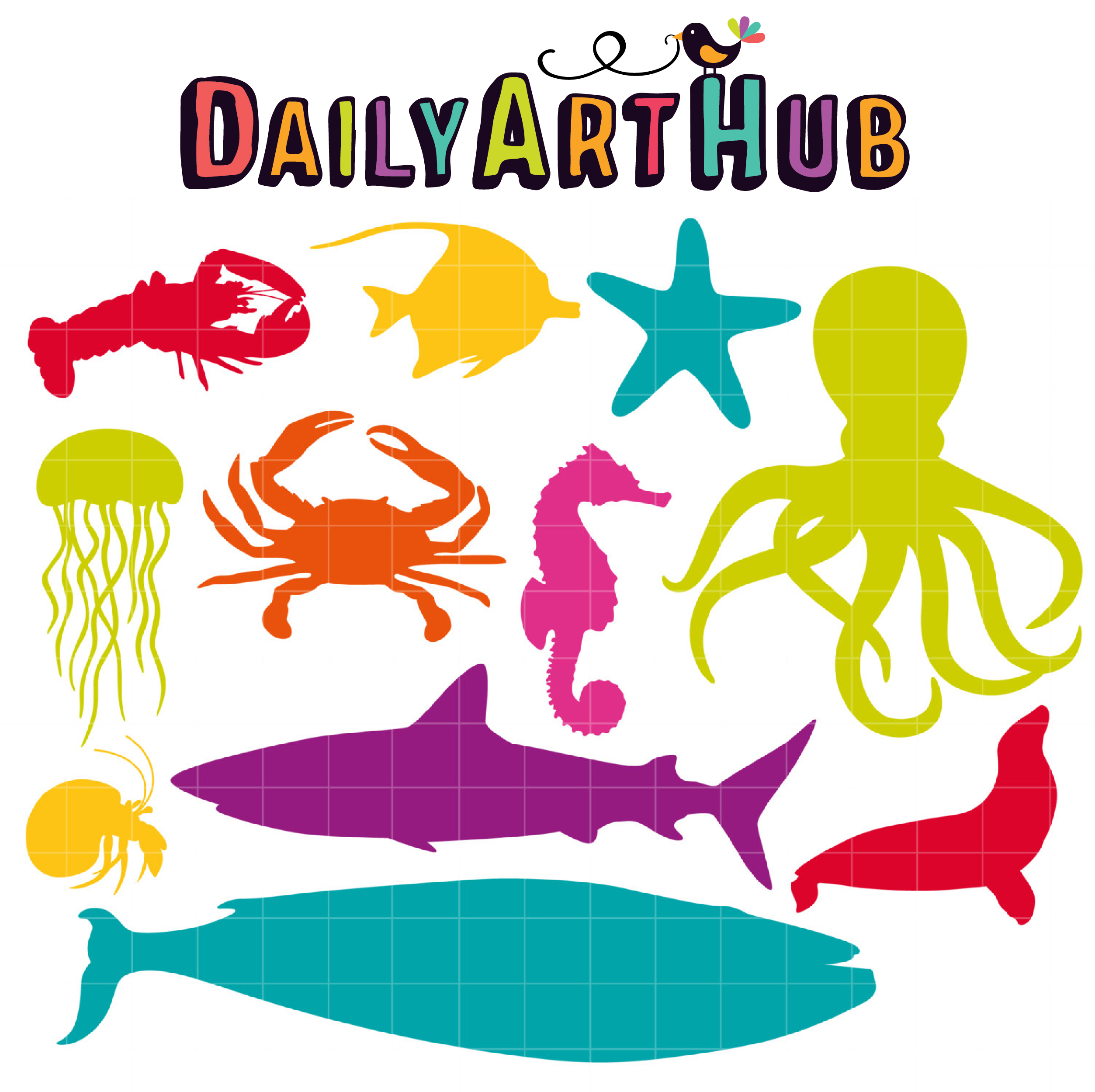 2506x2499 Sea Animals Silhouette Clip Art Set Daily Art Hub Free Clip