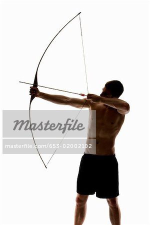 300x450 Silhouette Of Archer Pulling An Arrow Back On His Longbow