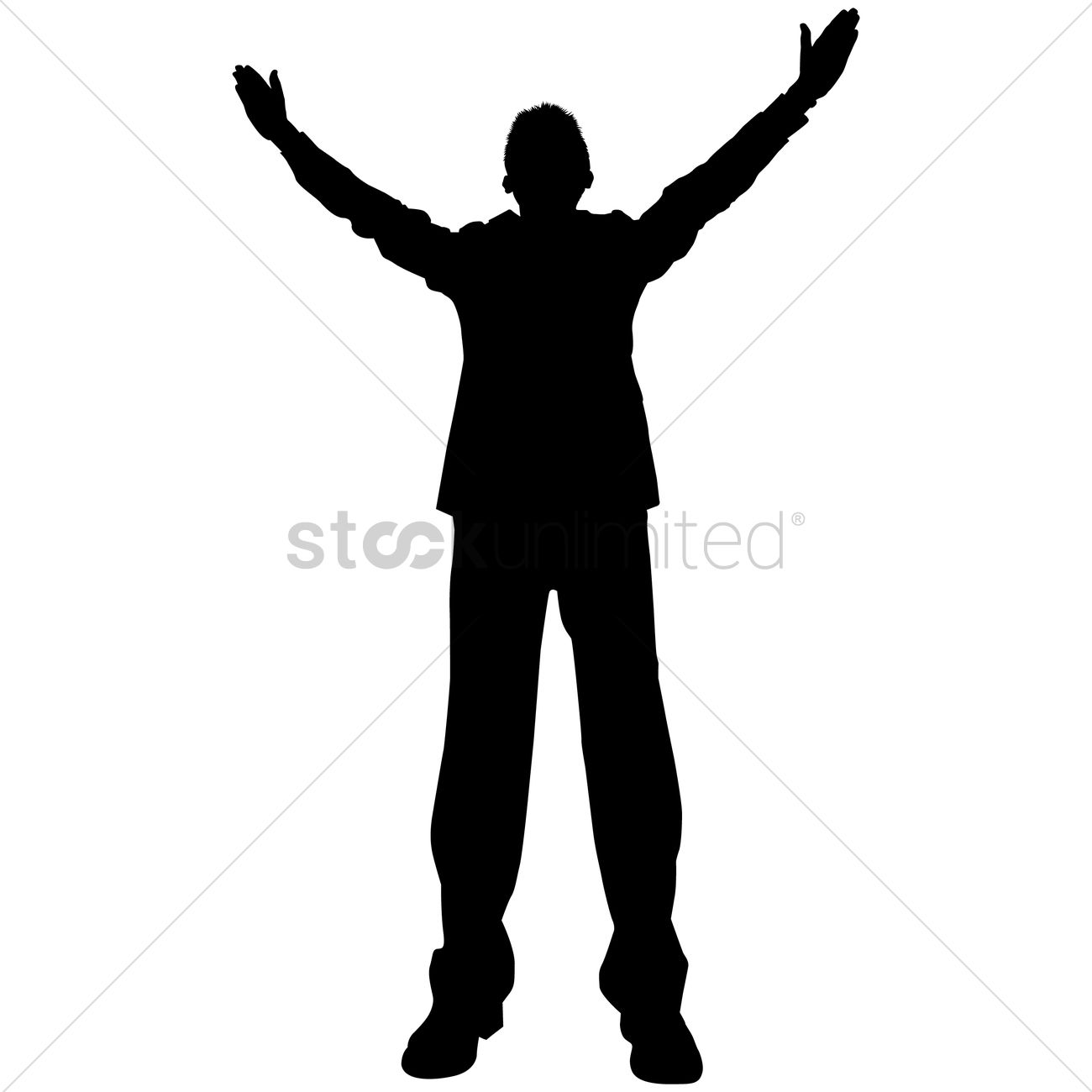 1300x1300 Businessman With Raised Arms Silhouette Vector Image
