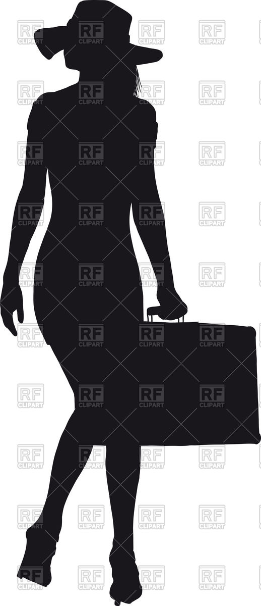 518x1200 Silhouette Of Traveller Woman In A Short Dress And Hat
