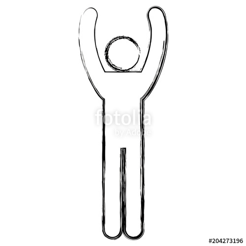 500x500 Figure Human With Hands Up Silhouette Avatar Vector Illustration