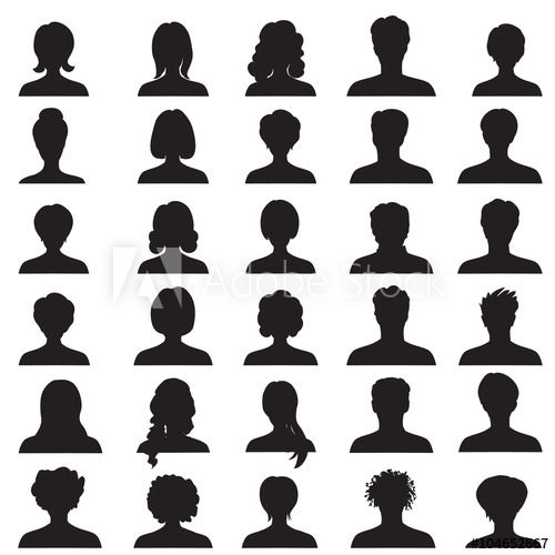 500x500 Avatar Set. People Profile Silhouettes