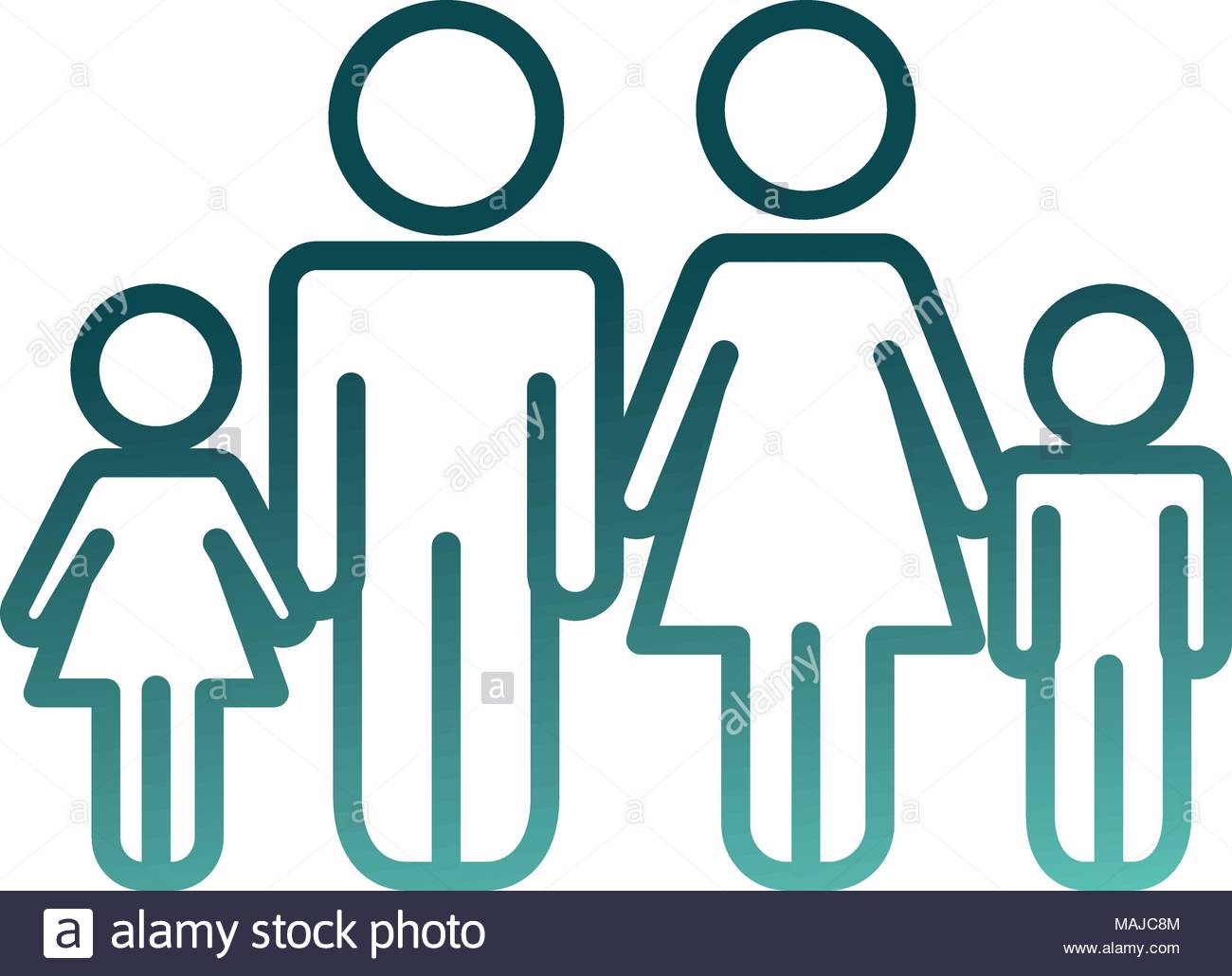 1300x1030 Family Parents With Son And Daughter Silhouette Avatars Vector