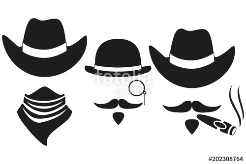 500x334 Black White 3 Cowboy Silhouette Avatars Stock Image