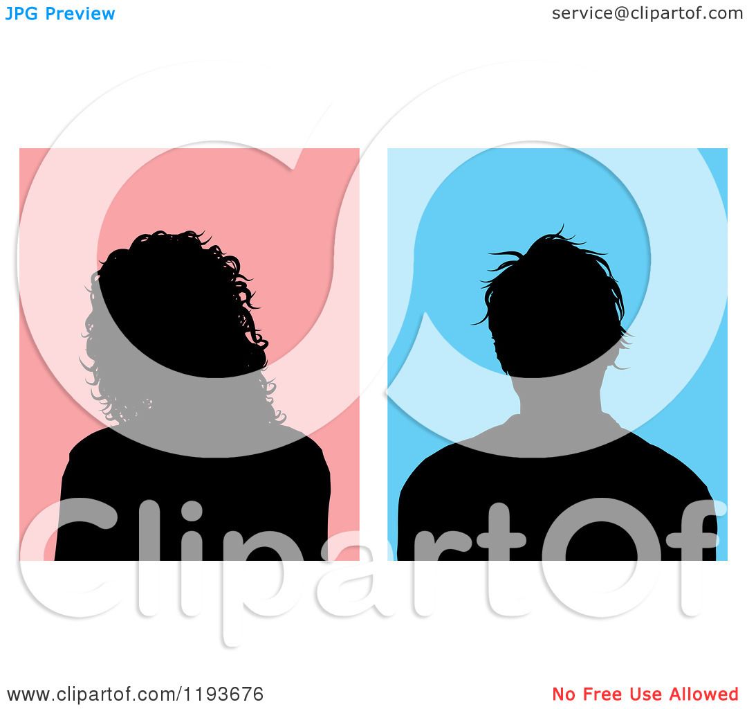 1080x1024 Clipart Of Silhouetted Man And Woman Avatars Over Pink And Blue