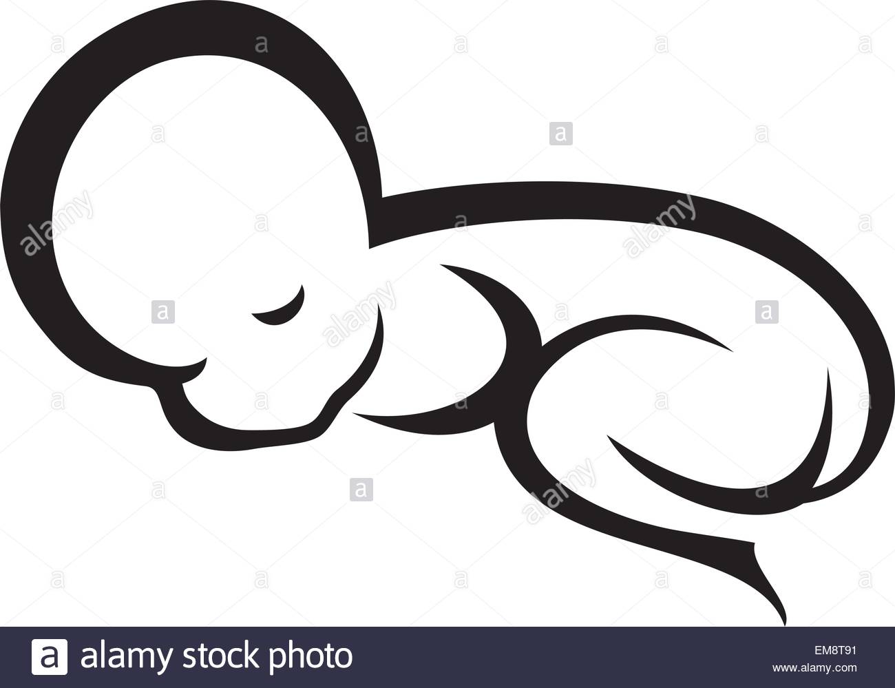 1300x999 Silhouette Of Sleeping Newborn Baby Stock Vector Art
