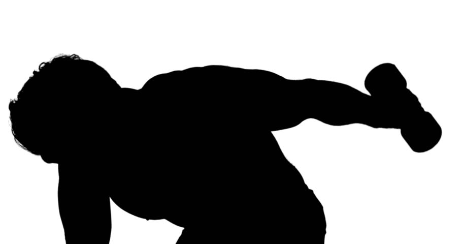 910x480 Muscular Silhouette Of Man Flexing Muscles On White Background
