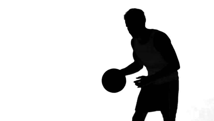 852x480 Silhouette Of A Man Playing Basket On White Background In Slow