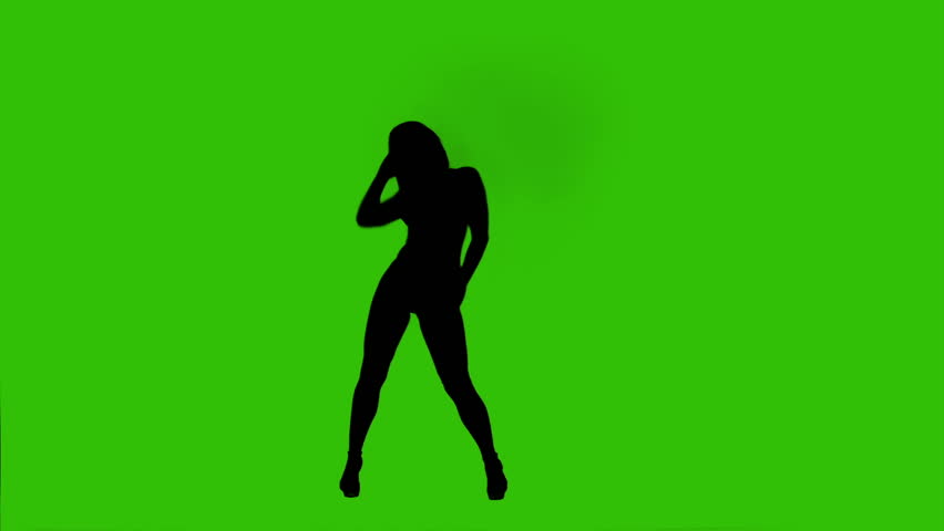 852x480 Silhouette Of Dancing Female On A Green Background. High Heels