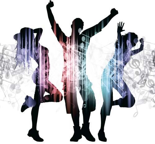 500x464 Music Party Backgrounds With People Silhouettes Vectors Free
