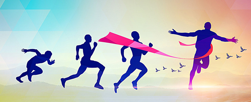 800x327 Cartoon Sport Silhouette Running Background Banner, Cartoon