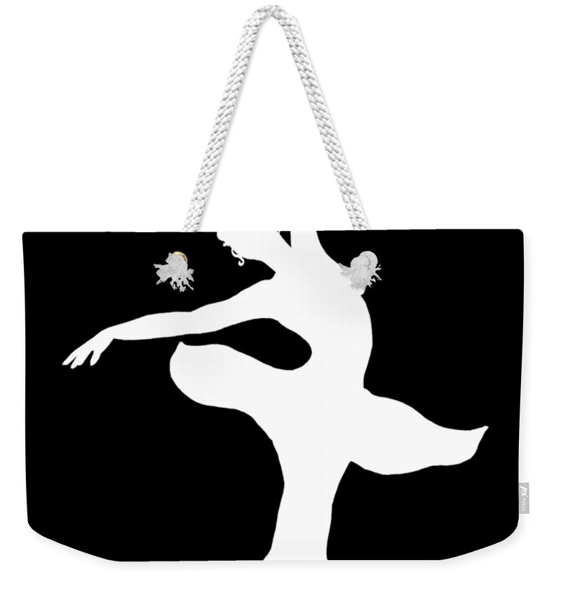 800x845 Dancing Ballerina White Silhouette Weekender Tote Bag For Sale By