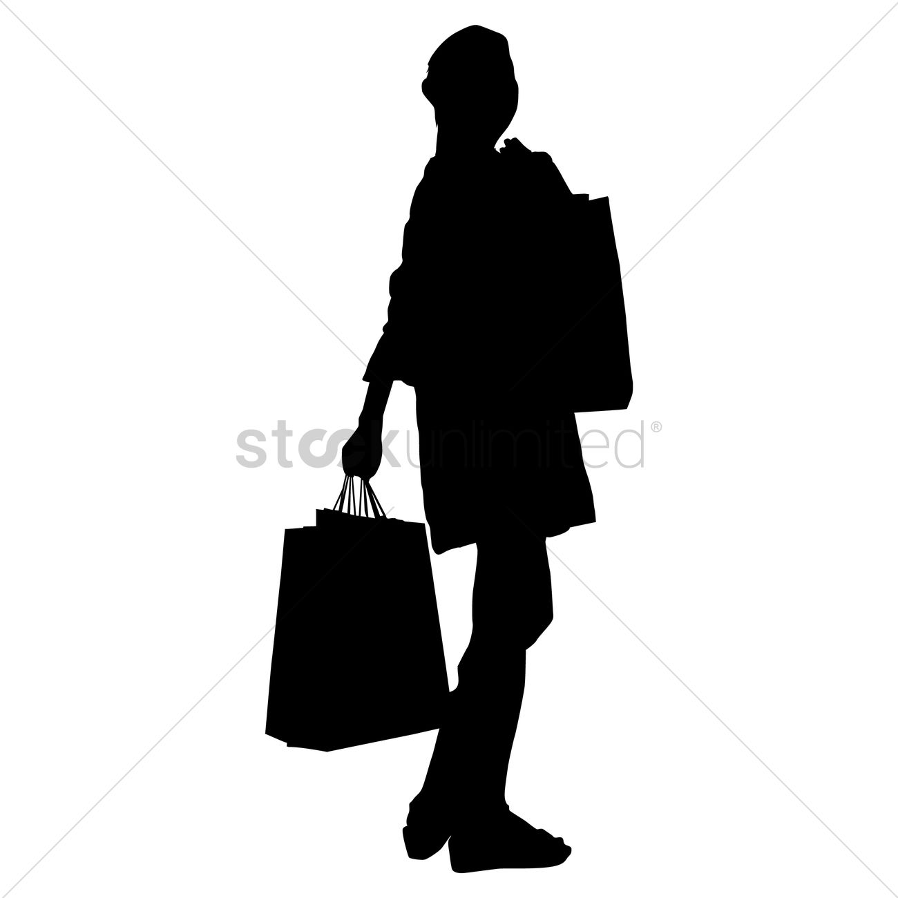 1300x1300 Silhouette Of A Lady With Hand Bag Vector Image