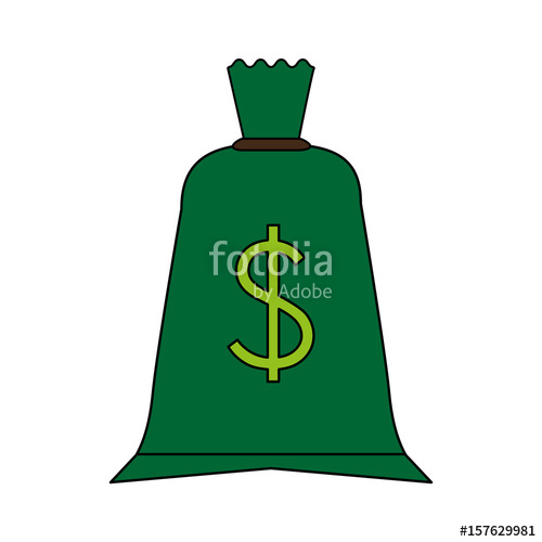 500x500 Color Silhouette Cartoon Green Money Bag With Dollar Symbol Vector