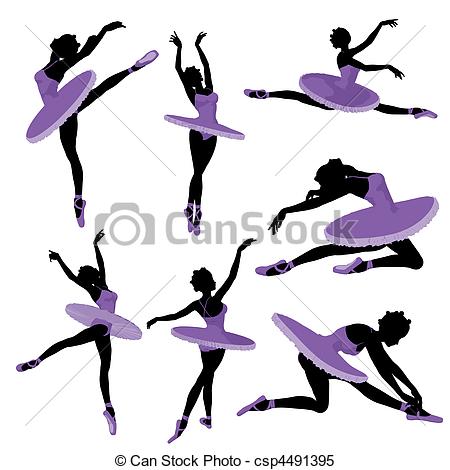 450x470 African American Ballerina Illustration Silhouette. African