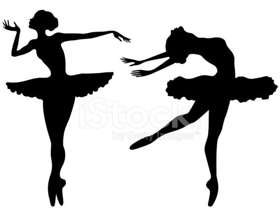 569x440 Prima Ballerina Silhouettes Stock Vector