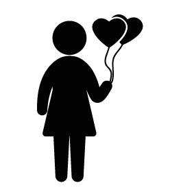 283x283 Woman Hearts Balloons Silhouette Silhouette Of Woman