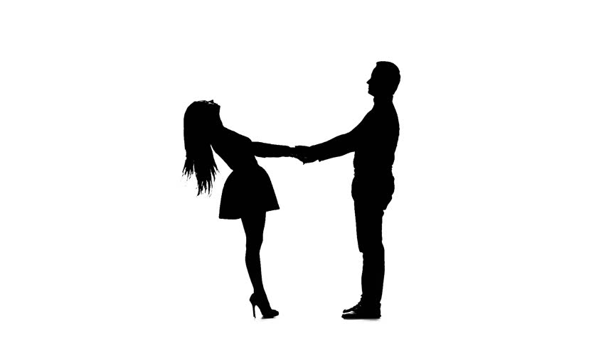 852x480 Silhouette Pair Dancers Perform Ballroom Dance, White Background
