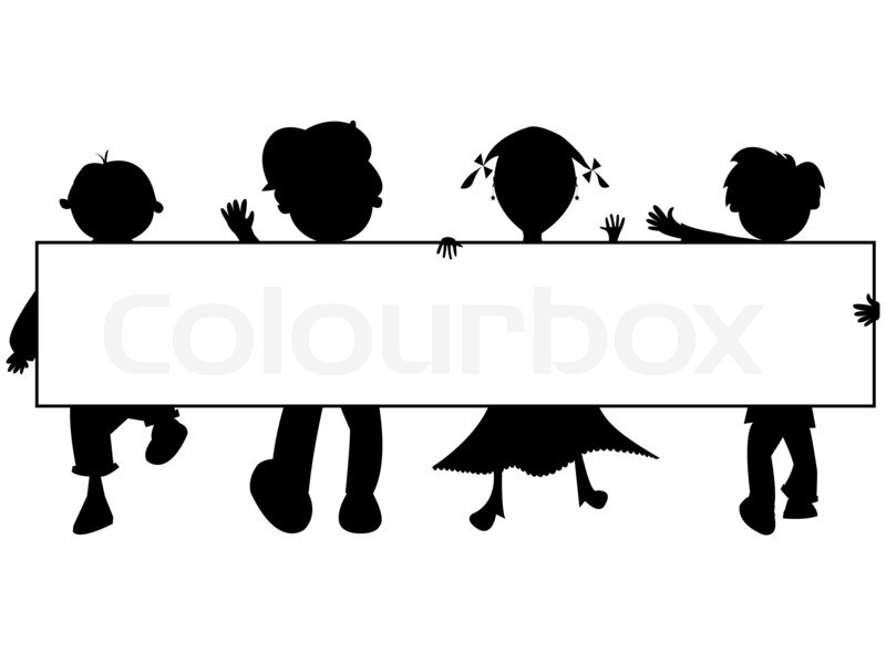 800x600 Kids Silhouettes Banner Against White Background, Abstract Art