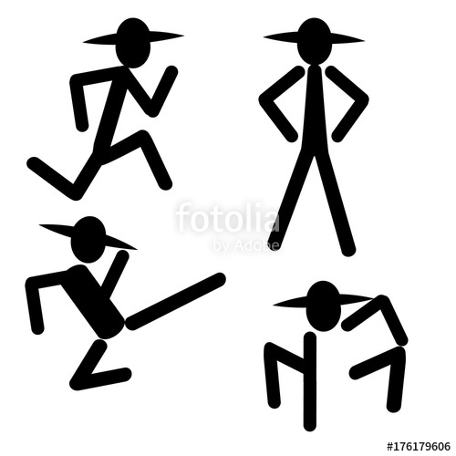 500x500 Silhouette Man Kicking Running Standing Icon Banner Logo Vector