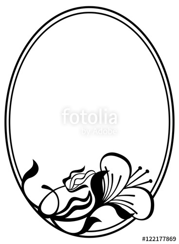 368x500 Silhouette Round Frame With Abstract Flower Ornament. Design