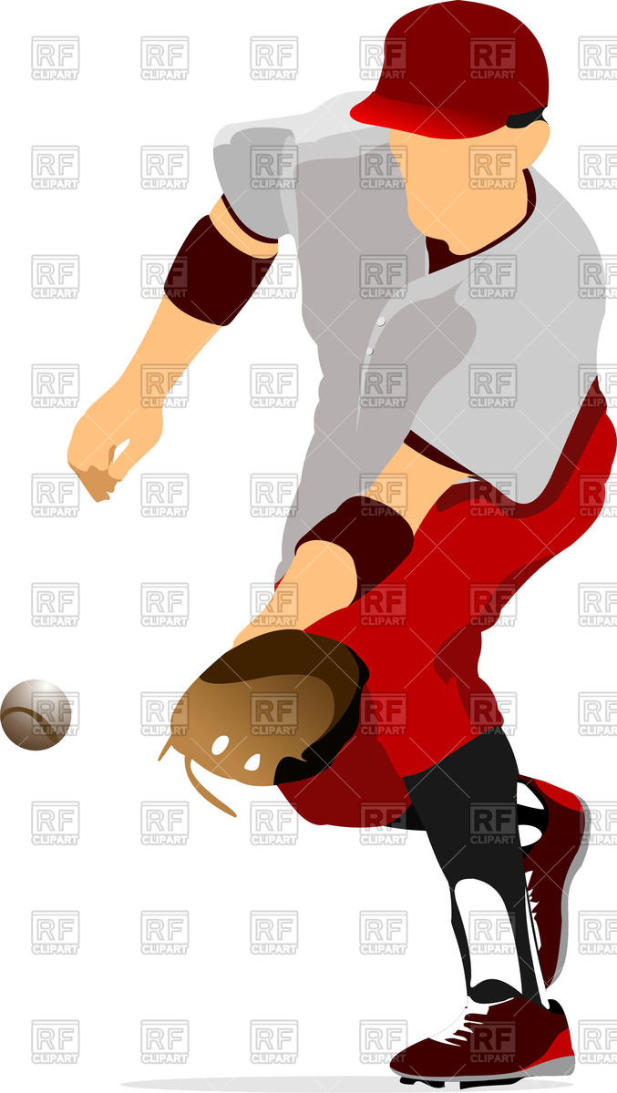 677x1200 Silhouette Of Baseball Player Catching Ball Royalty Free Vector