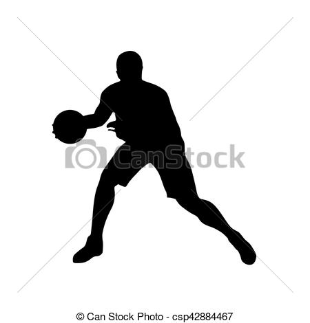 450x470 Basketball Player, Vector Silhouette Clip Art Vector