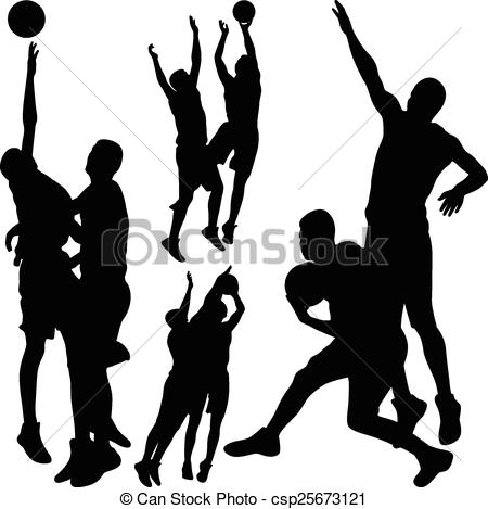 450x469 Basketball Silhouette Vector. Basketball Players In Action