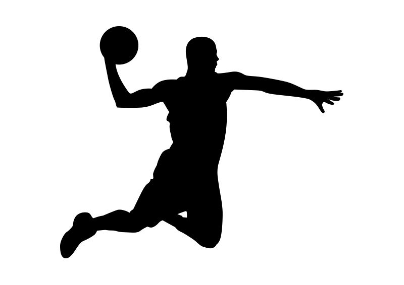 800x566 Basketball Player Black Silhouette On White Background Vector