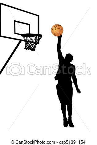 315x470 Basketball Player Silhouette On White Background, Vector