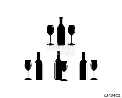 500x400 Bottle And Glass Beer For Bar Illustration Set Logo Silhouette