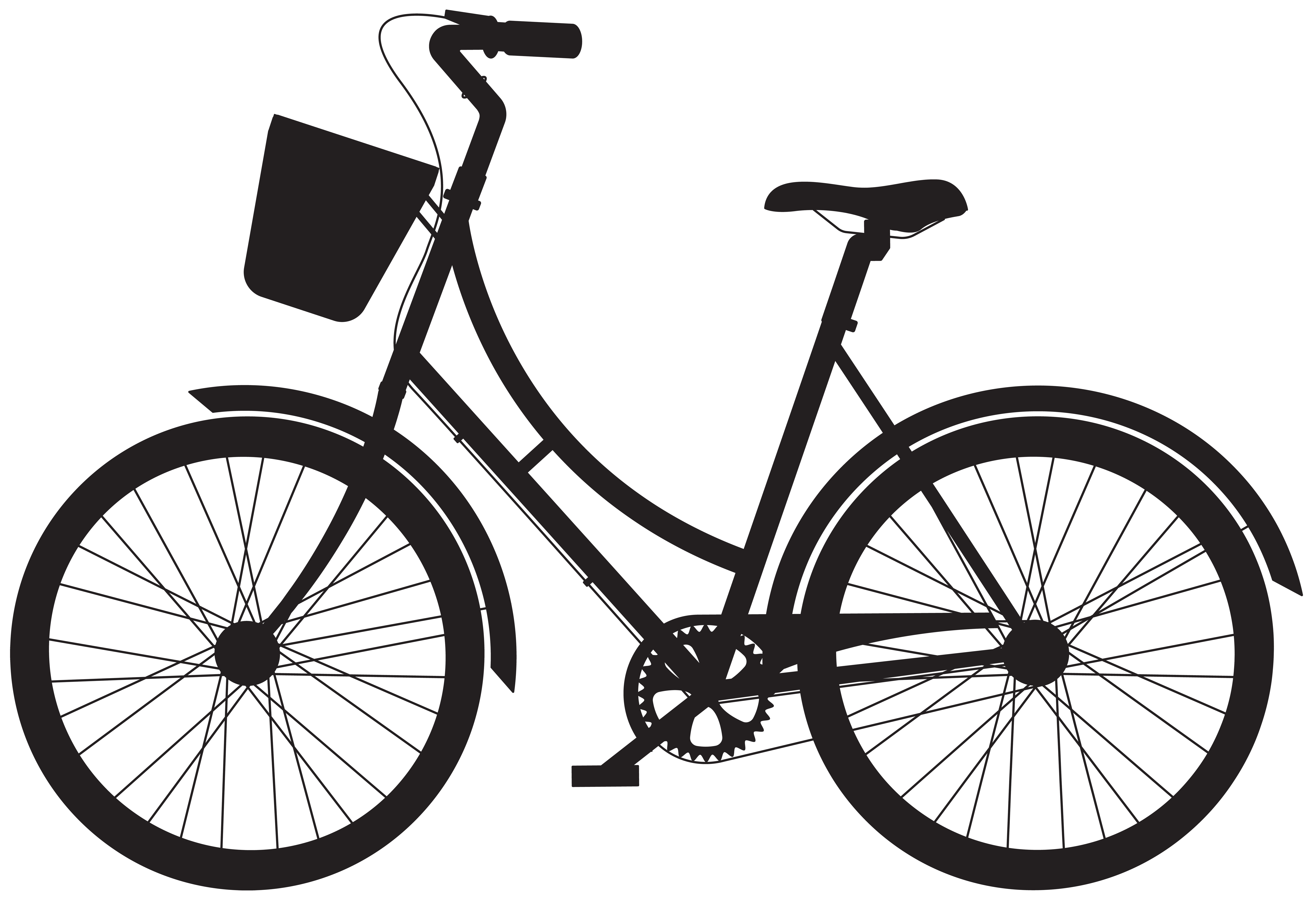 8000x5473 Bicycle With Basket Silhouette Png Clip Artu200b Gallery